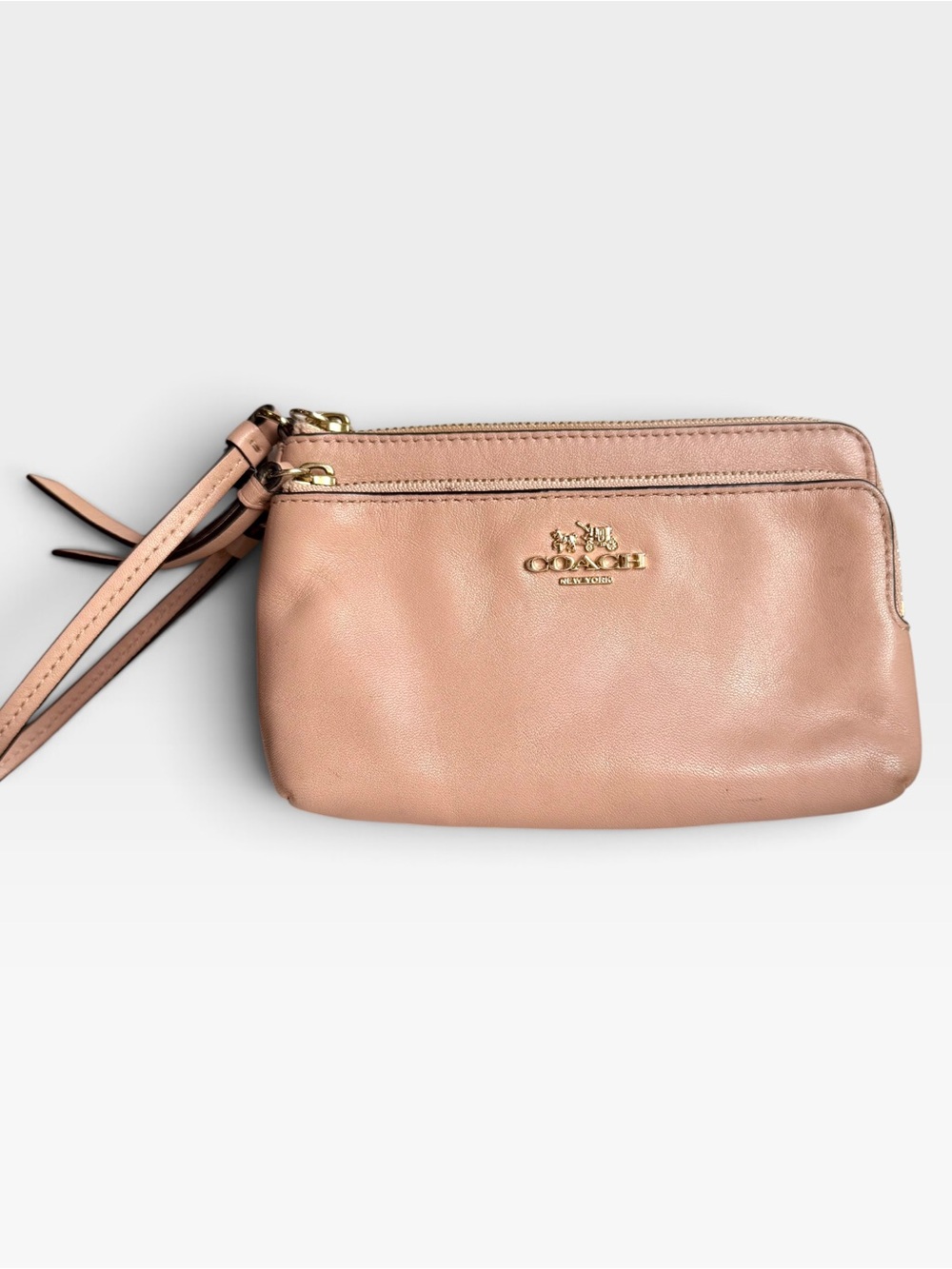 Coach Leather Wristlet in Light Pinkish Tan